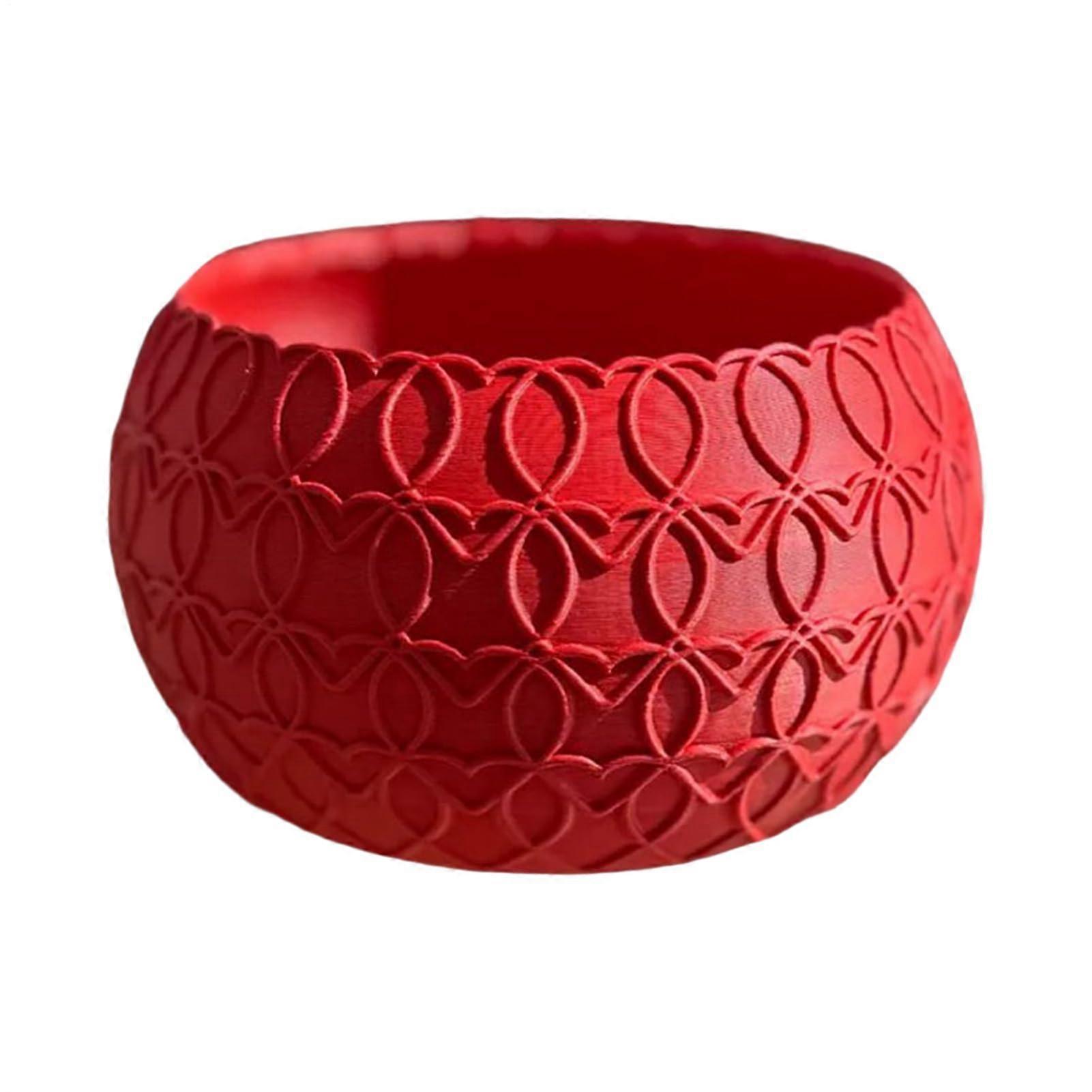 Heart Candy Bowl with Elegant 3D Heart Design, Valentine's Day Romantic Table Centerpiece, Red