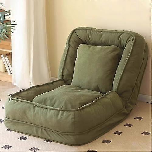 Bean Bag Sofa Bed with 2 Pillows, 5Level Adjustable Backrest, Convertible Floor Chair 140cm Dark Green
