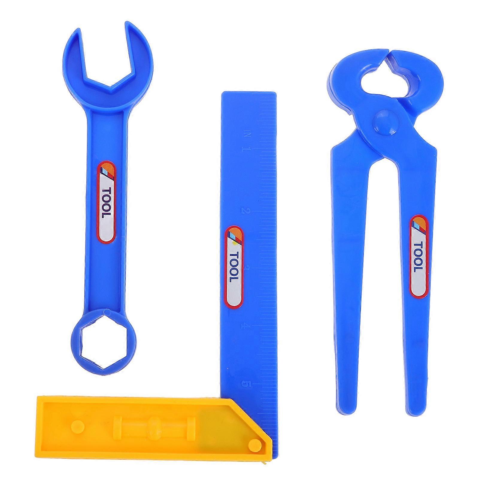 Blue Maintenance Toy Accessories Construction Tool Set for Playing 3Pcs Plastic