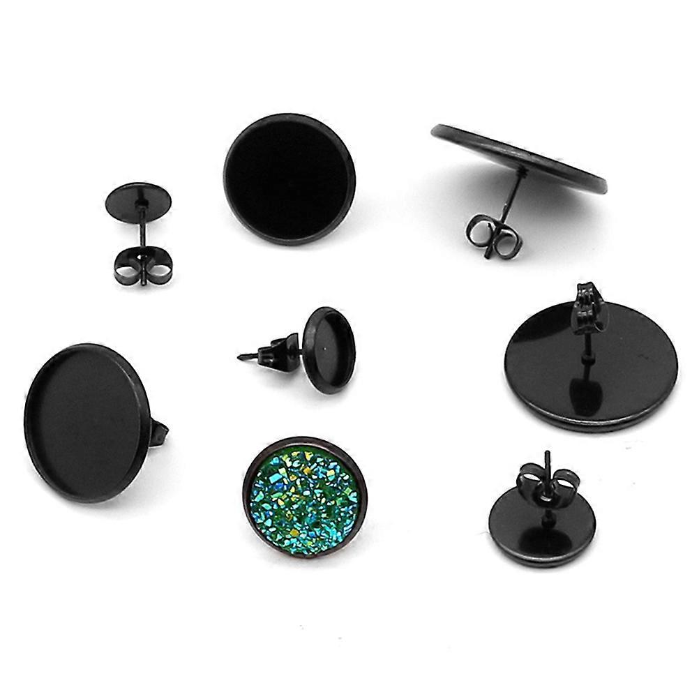 Ear Studs Base DIY Jewelry Accessory for Earring Making 10Pcs Black