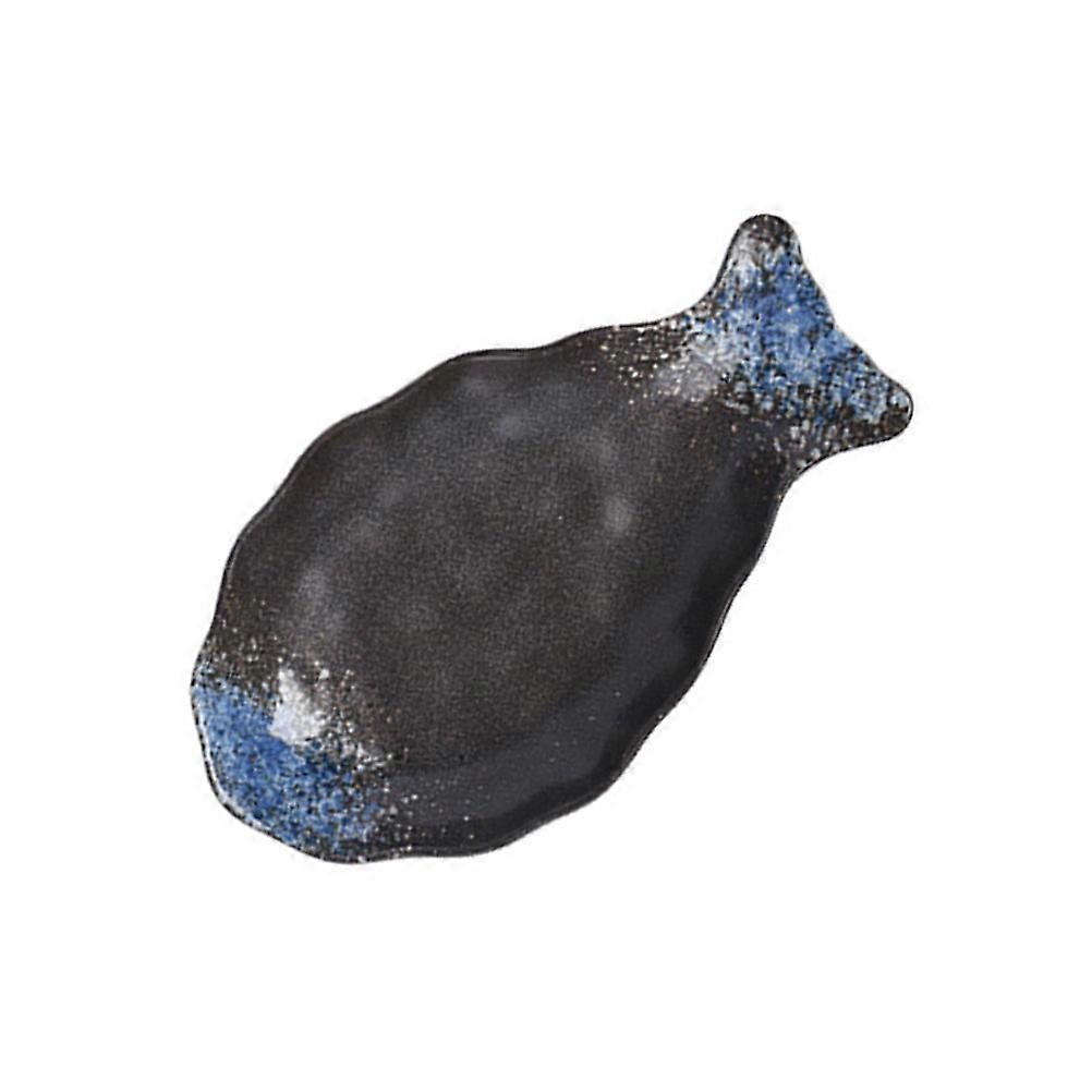 Blue Ceramic Steamed Fish Plate for Household Serving Plate Use