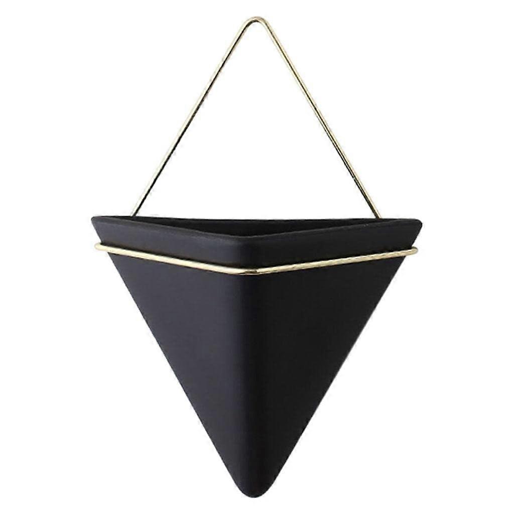 Geometric Wall Planter Triangle Ceramic SelfWatering Flower Pot Modern Decor Black L