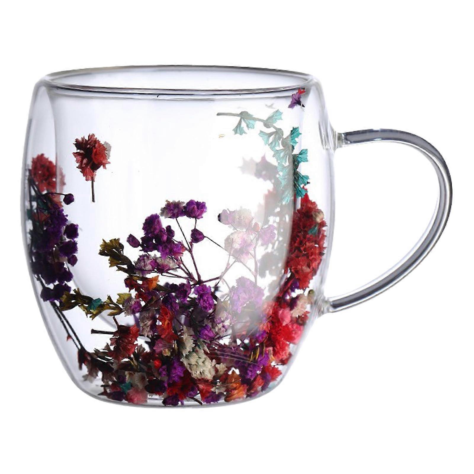 Double Wall Glass Coffee Mug with Handle, Heat Retention Clear Borosilicate Tea Cup