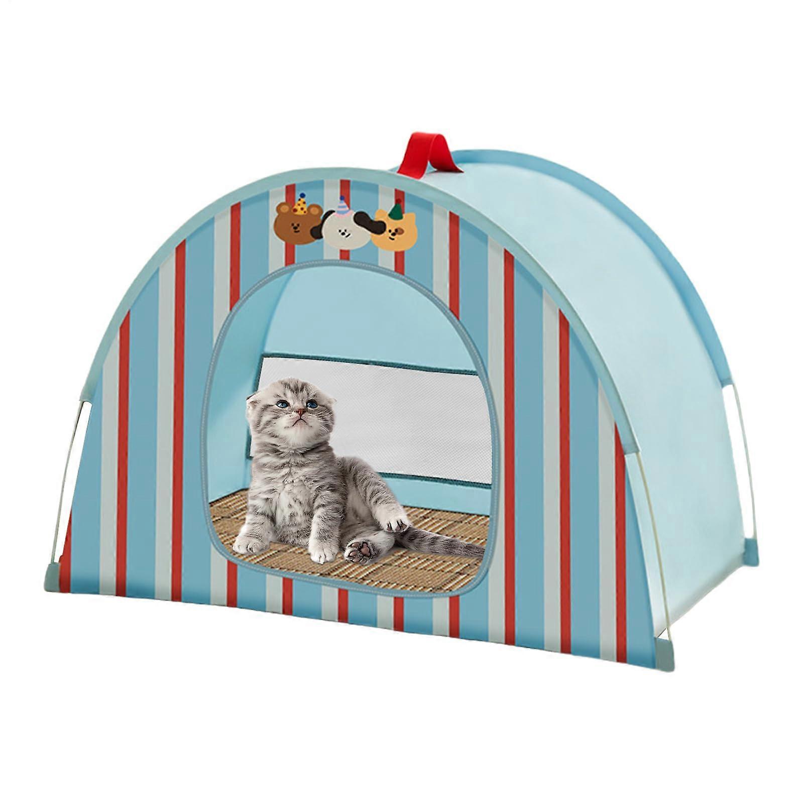 Foldable Dog and Cat Bed with Breathable Waterproof Fabric for Small Pets Blue