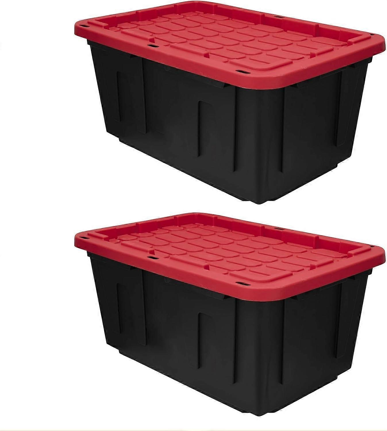 2Pack 27 Gallon Heavy Duty Storage Tote, Stackable Plastic Storage Bin with Lid for Garage