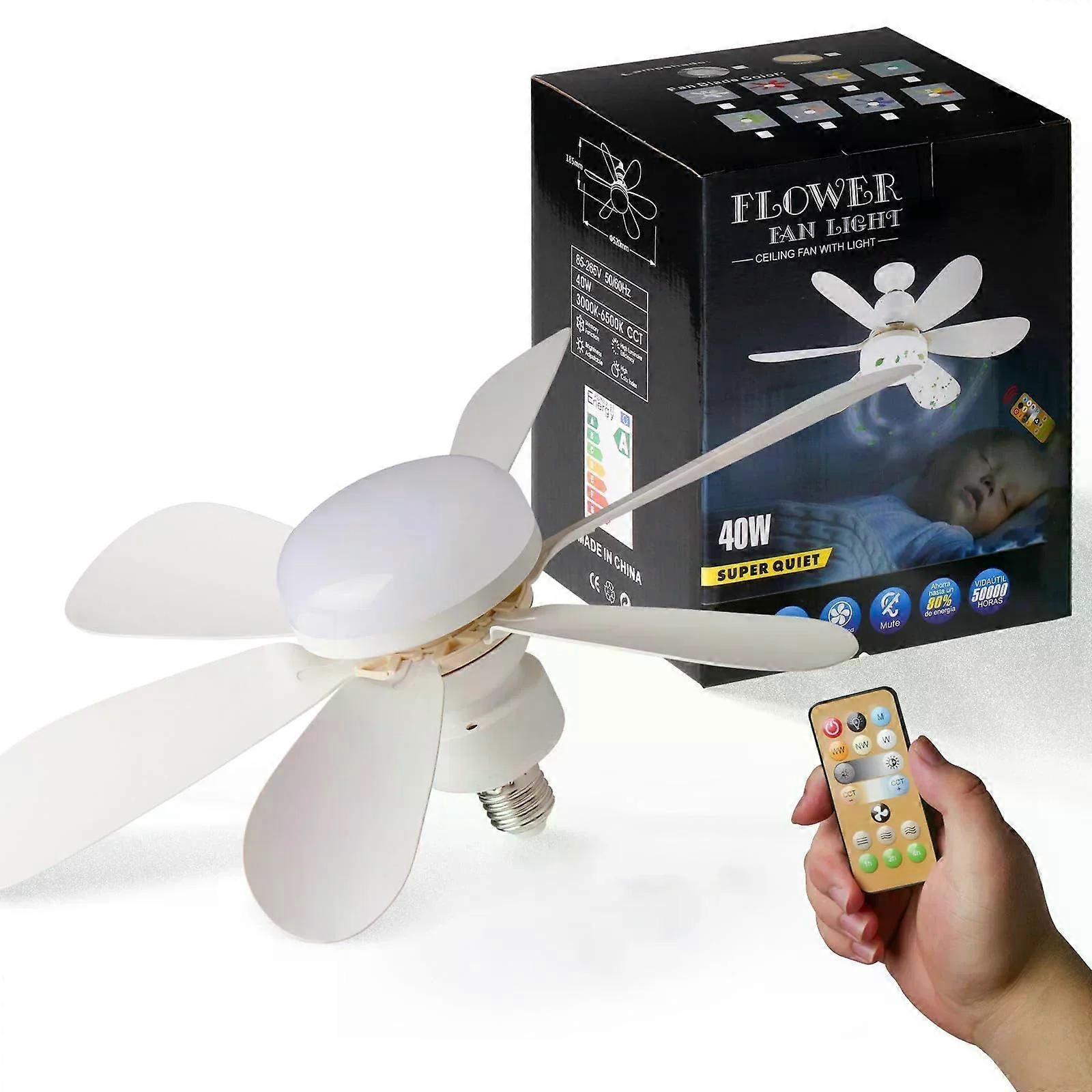 40W Ceiling Fan Light E27 with Remote LED Dimming Function Suitable for Living Room Study and Home use 85-265V