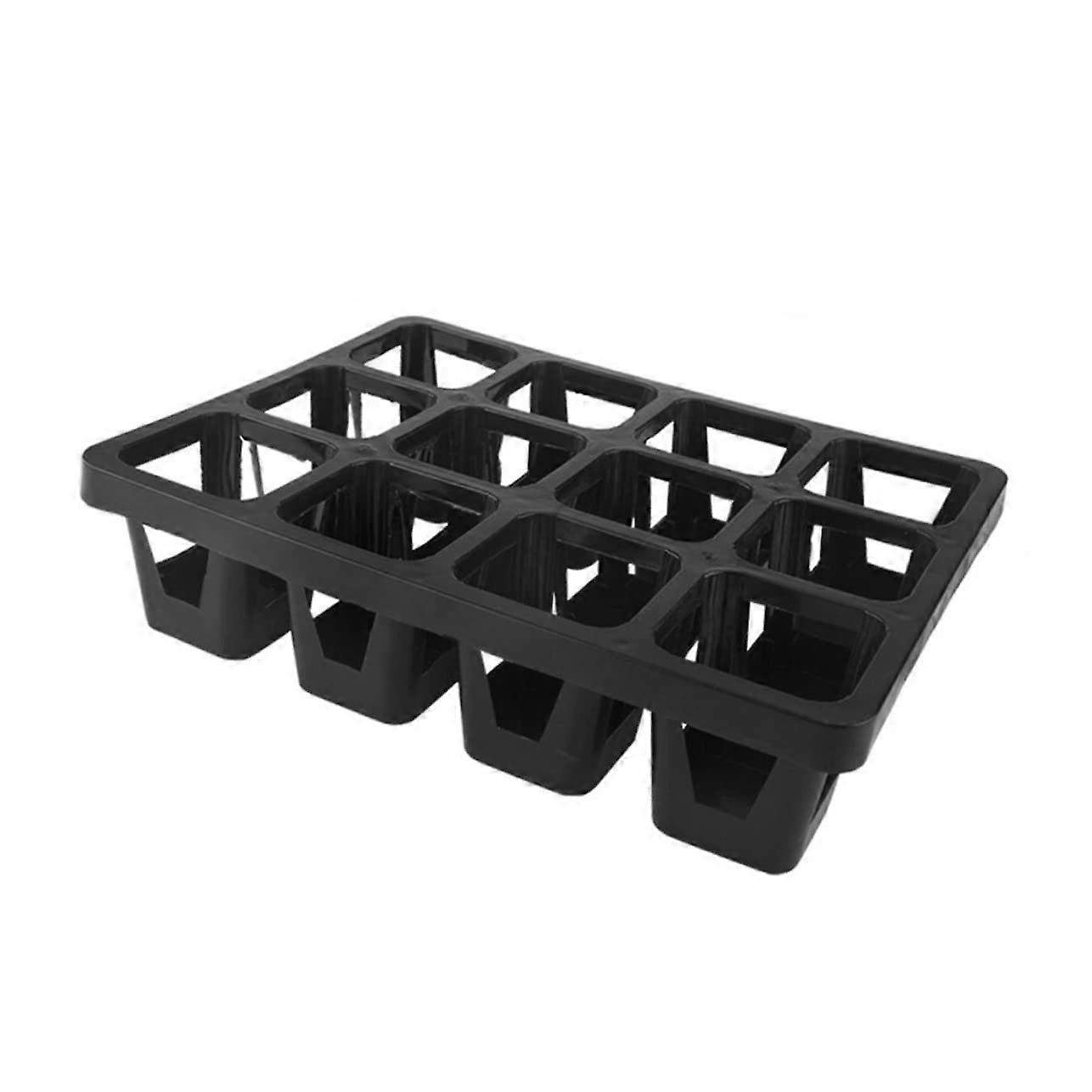 3pcs Rectangular Plant Pot Tray with Compartments, Breathable WaterStoring Succulent Holder Black