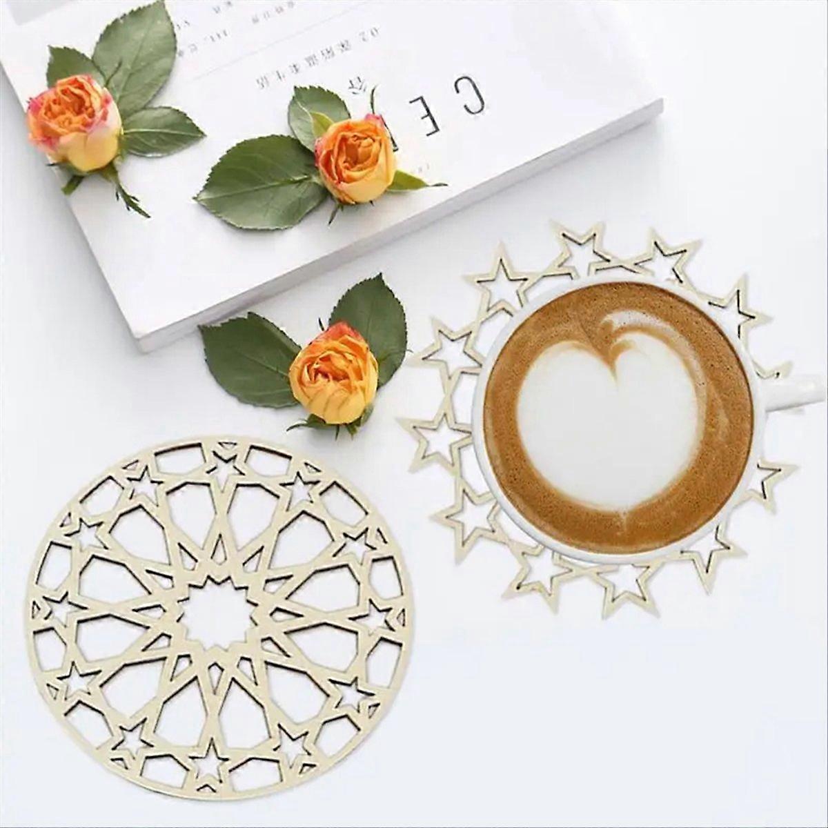 12PCS Wooden Coasters Drink Mug Pad Stackable Coffee Cup Placemats