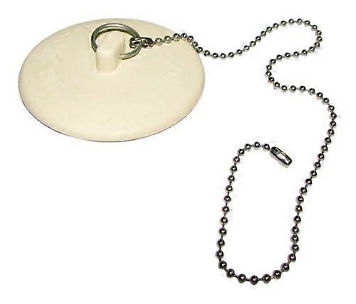 White Rubber Bathtub Drain Stopper with Chain, 2 Inch Universal Plug for Laundry Sink Replacement