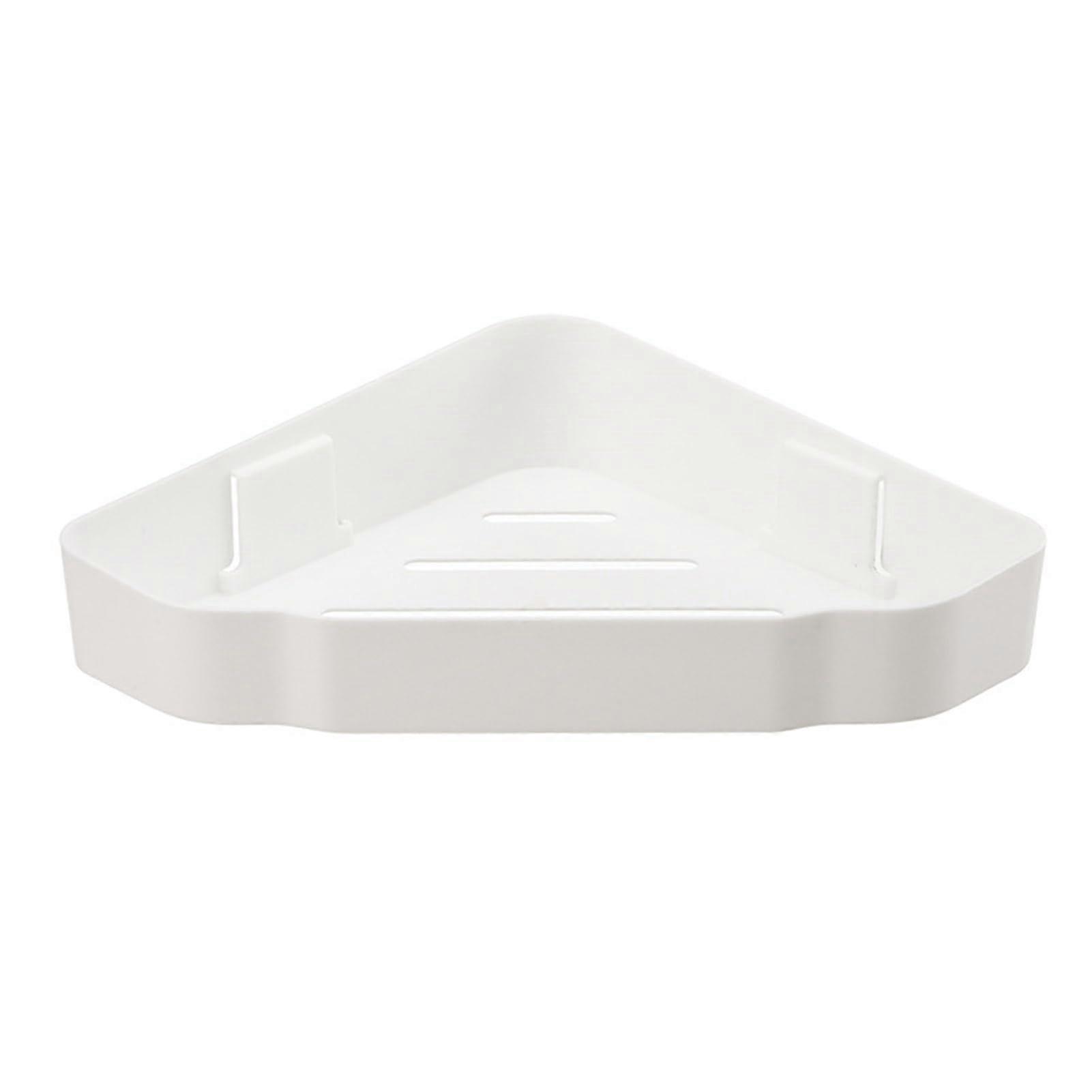 Shower Caddy Corner Shelf Wall Mounted Triangular Rack SpaceSaving White Bathroom Organizer