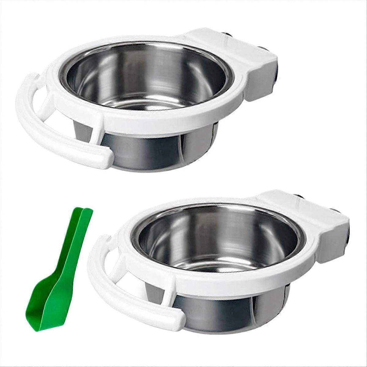 2 PCS Bird Feeding Dish Cups Perch Stainless