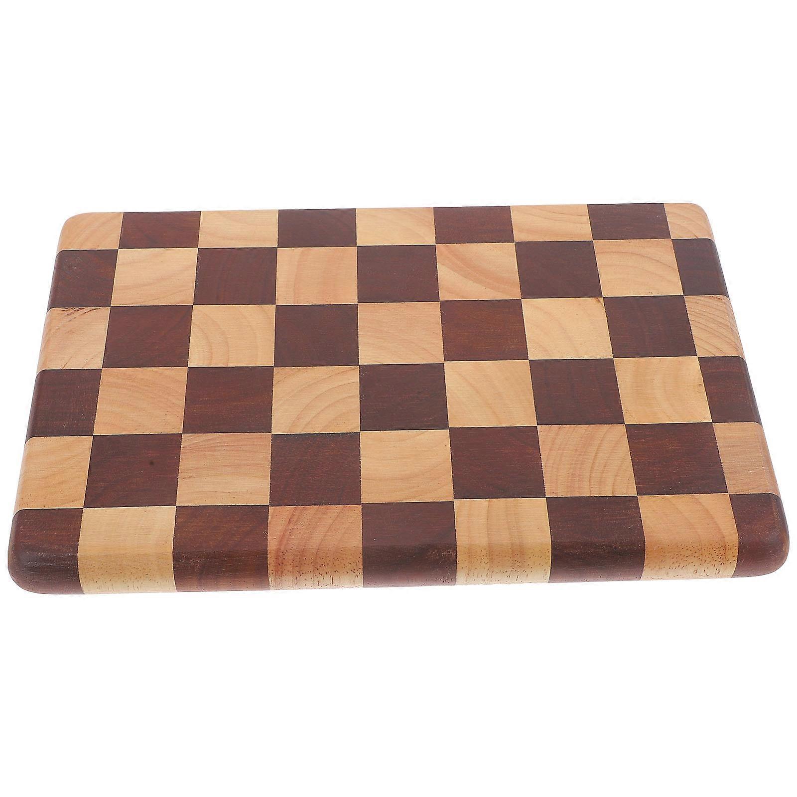 Wood Cutting Board for Kitchen Use with Checked Pattern