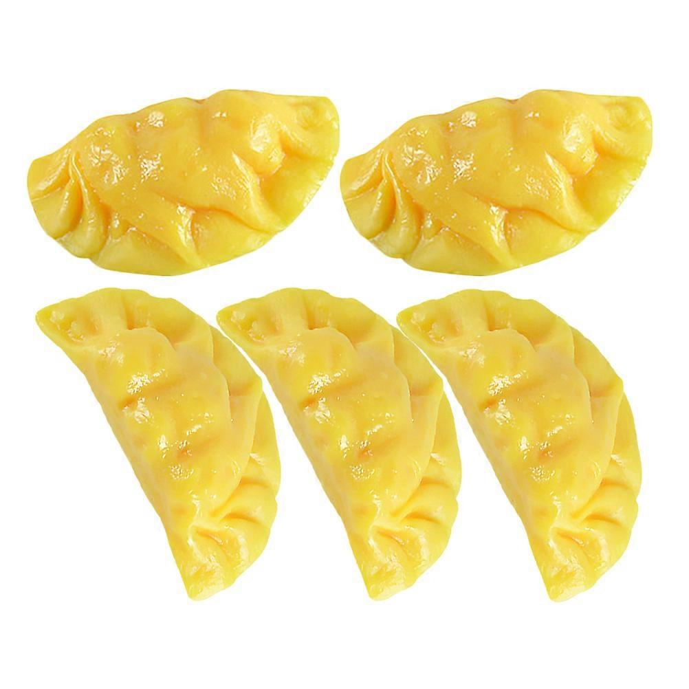Simulation Egg Dumpling Model for Decor 5Pcs Yellow PVC Decoration