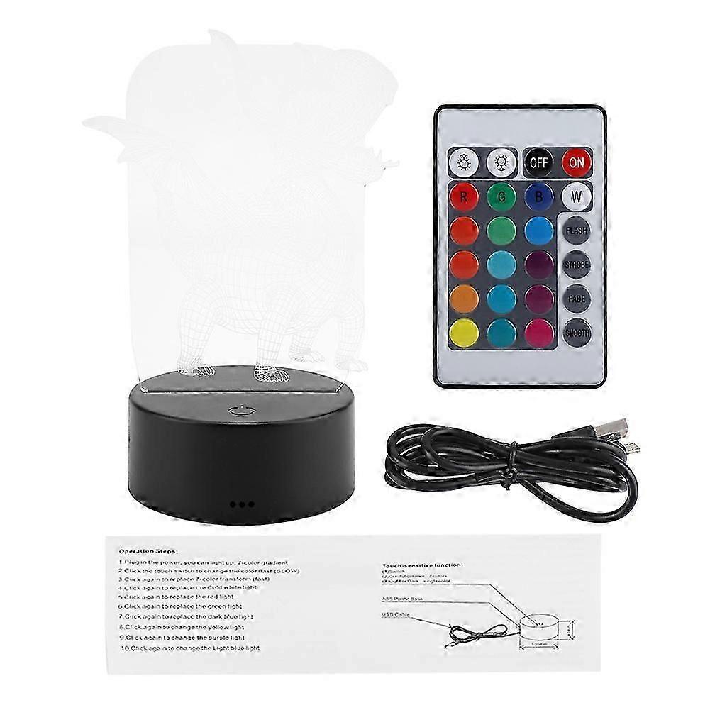 3D Night Light Acrylic Panel Stand Lamp Holder Touch Switch USB Cable