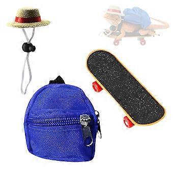 3-delige set verkleedkleding voor reptielen, inclusief een klein rugzakje, petje en miniatuur skateboard, ideaal voor reptielenfotografie. Meerkleurig.