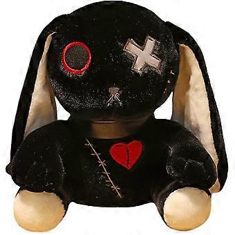 Scary Bunny Plush 12 Inch Black Stuffed Animal Pillow with Soft Plush Texture for Halloween Gift