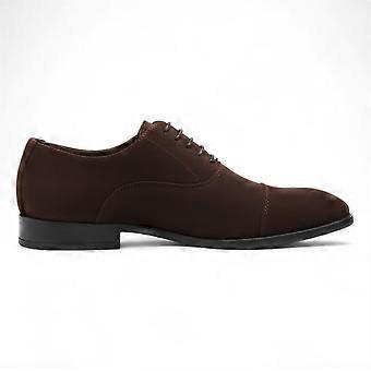 Chaussures Oxford Derby à lacets en similicuir marron pour hommes