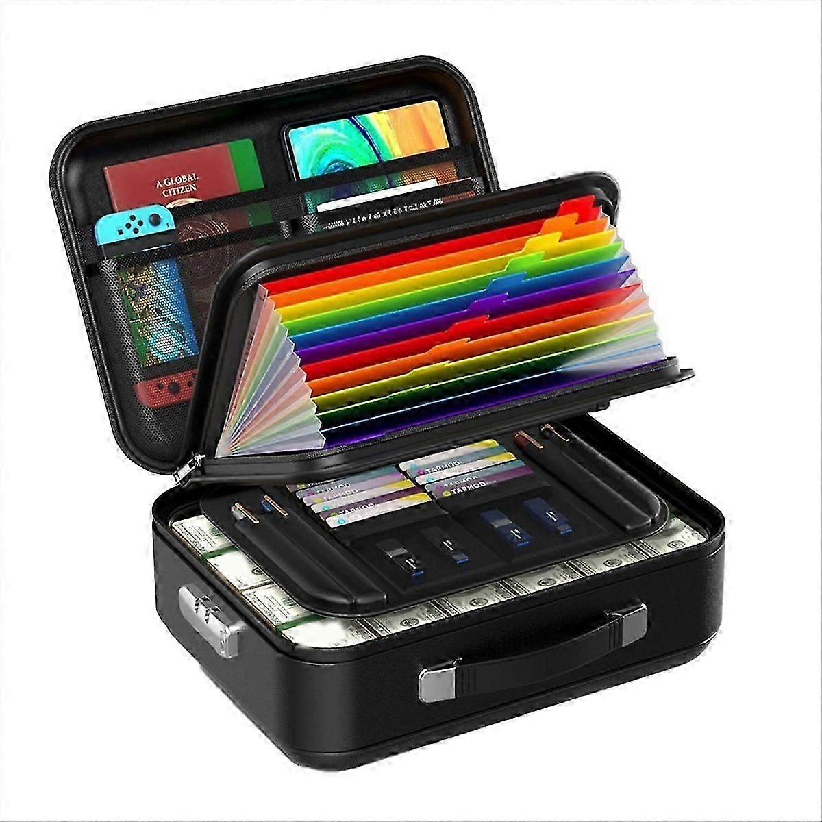 Fireproof Document Box with Combination Lock, Fireproof Water Hard Case Safe Box for Important Docu