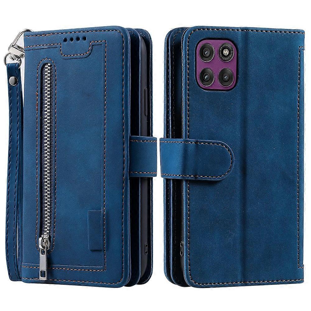 Étui portefeuille en cuir PU avec dragonne, compatible avec le Motorola Edge 70 Fusion 5G et doté de 9 emplacements pour cartes.