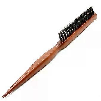 1Pcs Natural Boar Bristle Hair Brush Slim Line Comb Wood Handle Professional Salon Hairbrush Hairdressing Barber Tool