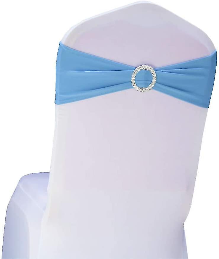 Sky blue Chair Sashes Made Of Stretch Elastic Buckle And Bow Hanging Chair Replacement Parts
