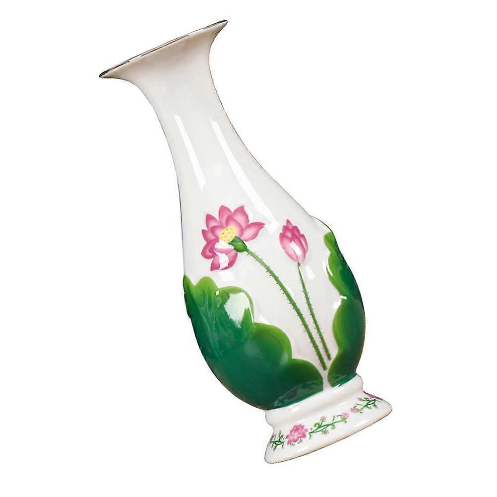 Simple Lotus-Pattern Ceramic Flower Vase for Decorative Use 1Pcs