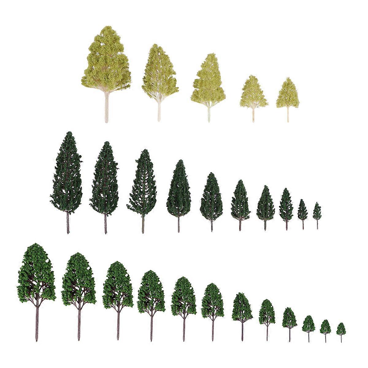 Model Tree Set Mini Tree Scenery Decoration with 27Pcs Plastic Trees