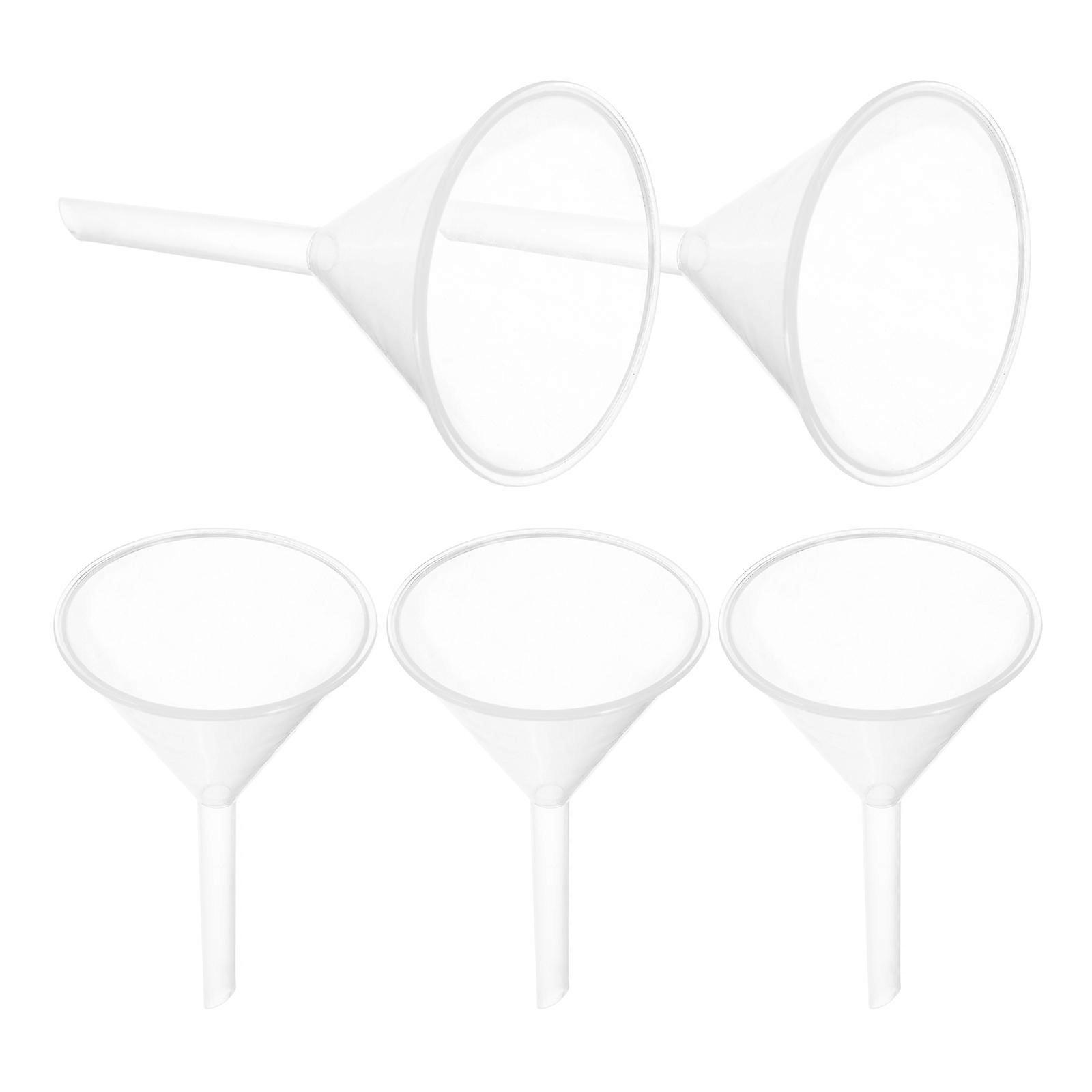 Useful Funnels Long Neck for Transfering Liquid 5Pcs Plastic Transparent Pack