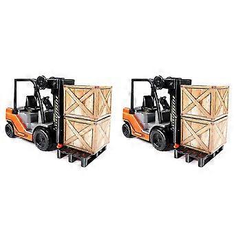 Inertial Friction Forklift Toy with Pallet & Cargo, Manual Lifting Knob, Adjustable Forks for Kids