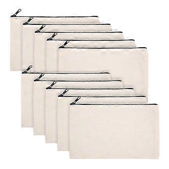 10 Pcs Blank DIY Craft Bag Canvas Pen Case Blank Makeup Bags - Canvas Pencil Bag Cotton Canvas Cosmetic Bag Bolsa de Viagem