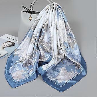 Elegante sciarpa quadrata con stampa floreale 90*90 cm, hijab da donna, lusso, seta satinata, foulard per capelli, scialle, foulard, foulard, sciarpa, foulard, moda musulmana, 90*90 cm, con stampa floreale.