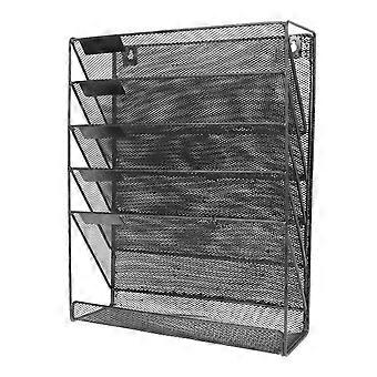 Wall-mounted File Storage Rack Multi-layer Document Organizer Metal Magazine Rack for Home