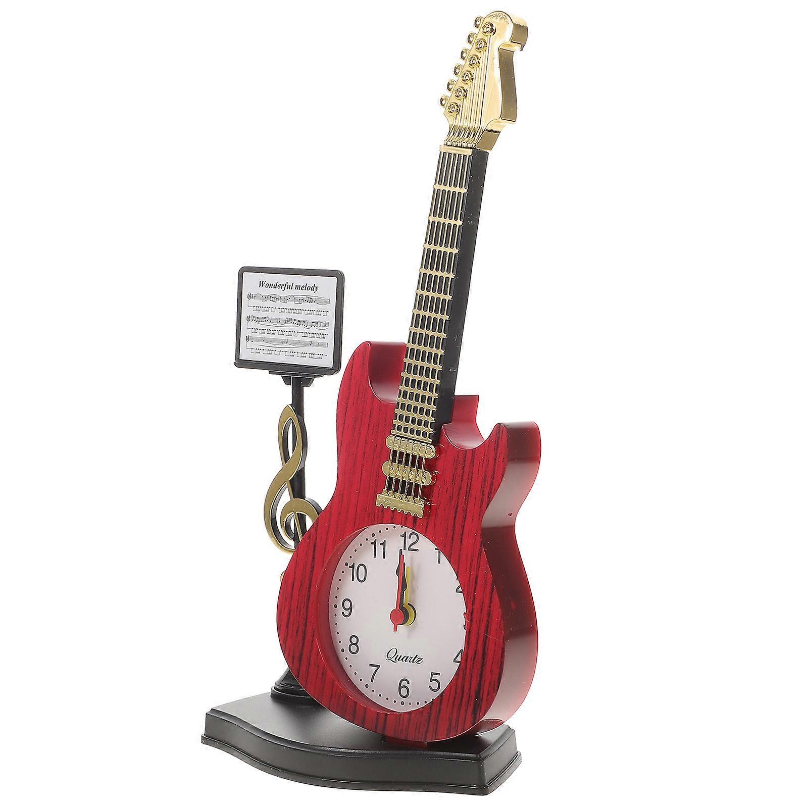 Desktop Clock Musical Instrument Shape Tabletop Clock Adornment Bedside Clock