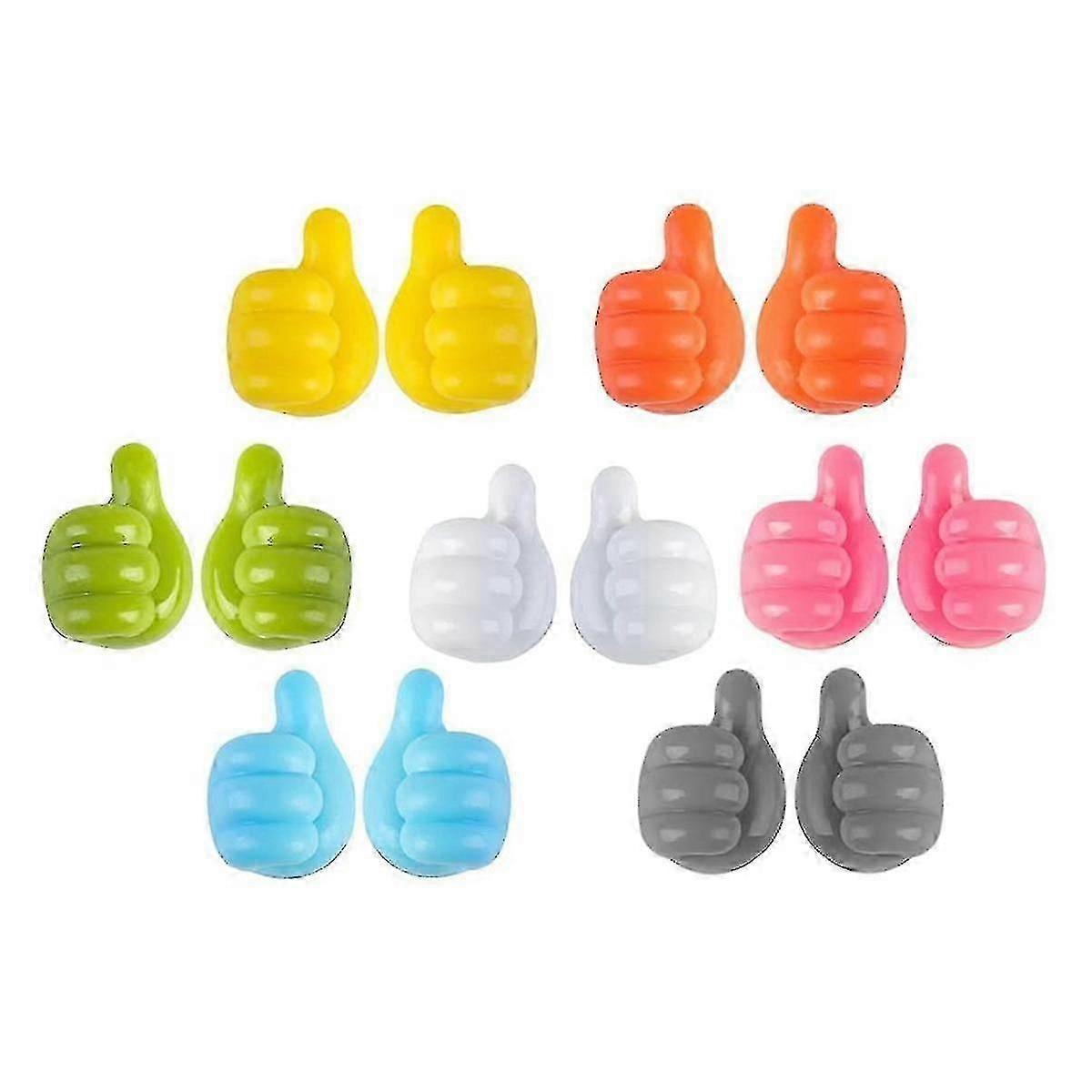 14 Pcs Thumb Wall Hook Creative Self Adhesive For Storing Data Cables