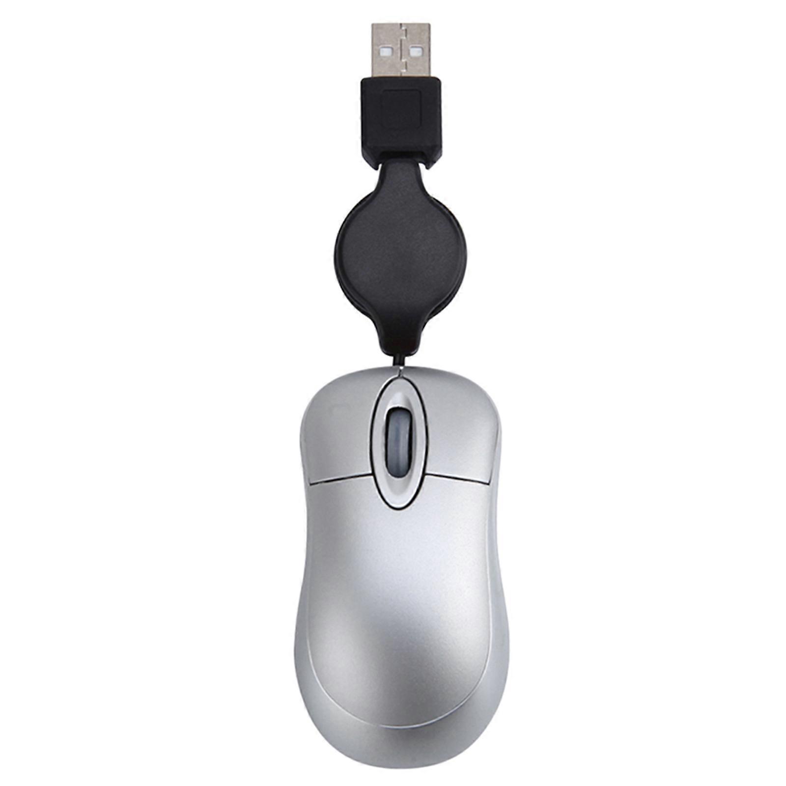 Creative USB Wired Mouse Mini Telescopic Mouse Computer Notebook Mouse Portable Mouse (Silver)