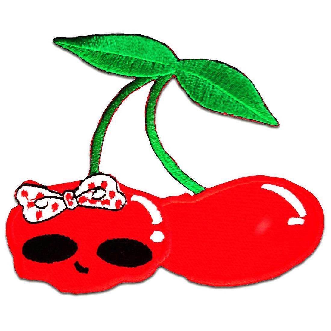 Patch / iron-on patch - Cherry with skull - red - 9.5 x 7.5 cm - Patches
