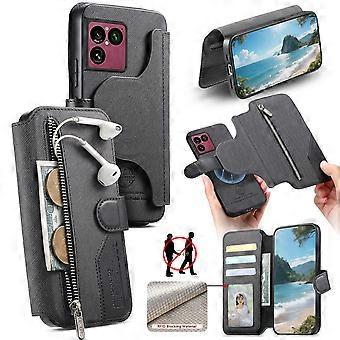 Kompatibelt for Sony Xperia 1 VIII magnetisk deksel RFID avtakbart lommebokstativ skinndeksel med stofftekstur