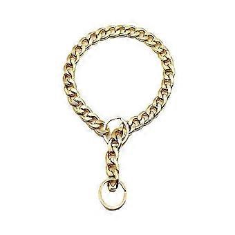 Collare per cani a catena 55 cm Catena per cani a maglie cubane per collare a strozzo Pitbull Metallo dorato in acciaio inossidabile Cani pesanti 55 cm