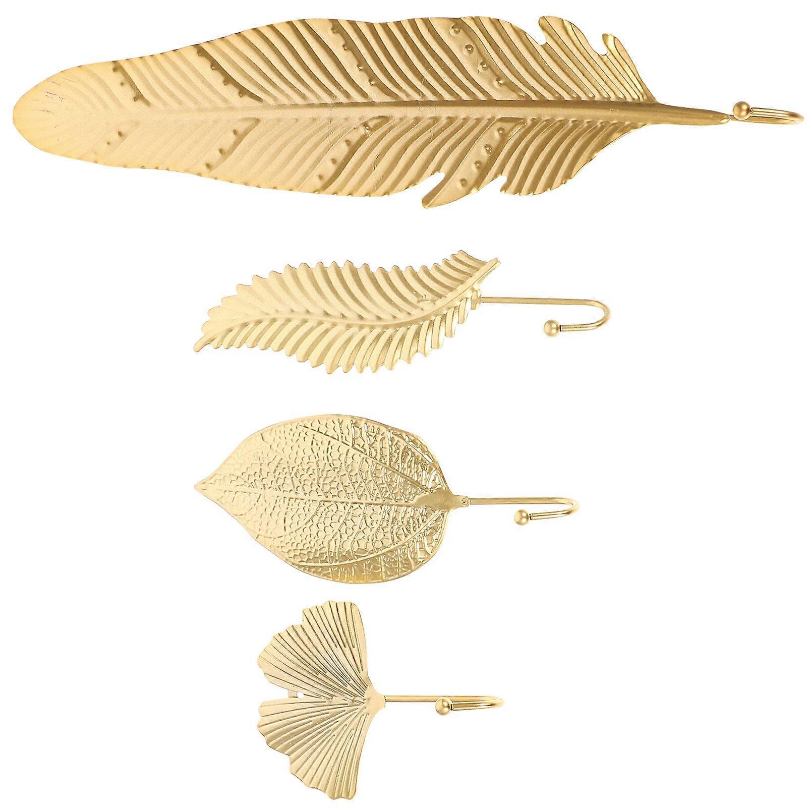4pcss Multi-use Hooks Wall Hanging Hooks Leaf Shape Hooks Wall Door Entry Hooks