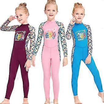 Girls One Piece Swimwear Long Sleeve Rash Guard UV Sun Protection Suit