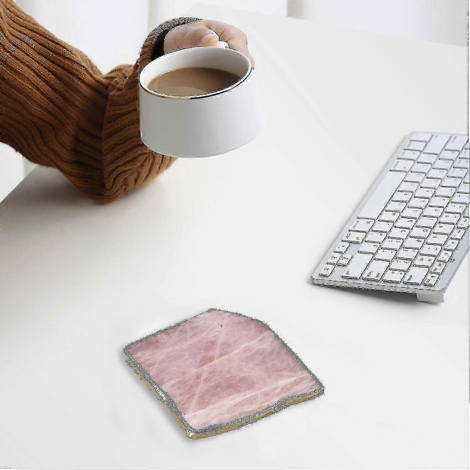 2pcs Agate Slice Pink Agate Coaster Teacup Tray Decorative