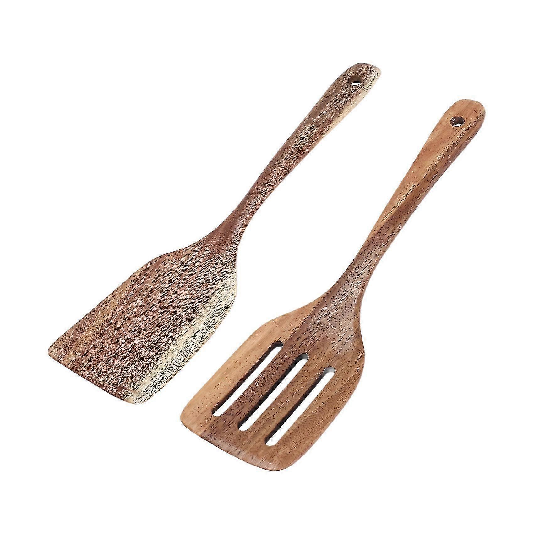 Teak Solid Wood Slotted Spatula for Non Stick Cooking