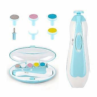 Portable Electric Nail Grinder, 6-in-1 Safe Nail File Trimmer, AA Battery Powered with LED Light, Grinding, Polishing and Cushion