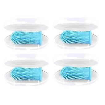 Dog Toothbrush, 360 Finger Toothbrush Kit, Ergonomic Design, Full Surround Bristles for Easy Teeth Cleaning,Blue 4-Pack ziiu