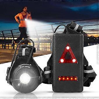 Feux de course de nuit de vélo, lampe de poitrine rechargeable par USB avec angle de faisceau réglable de 90 lumens, lampe de sécurité ultra lumineuse étanche de 500 lumens avec réfléchissant