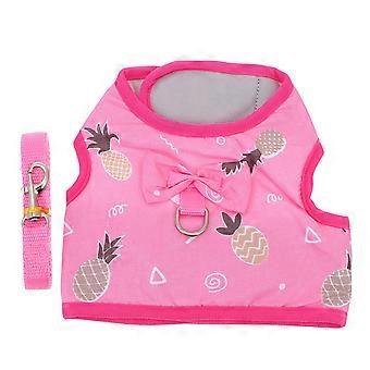 Bunny Bow Harness Vest for Pet Walking Pink Cloth Material