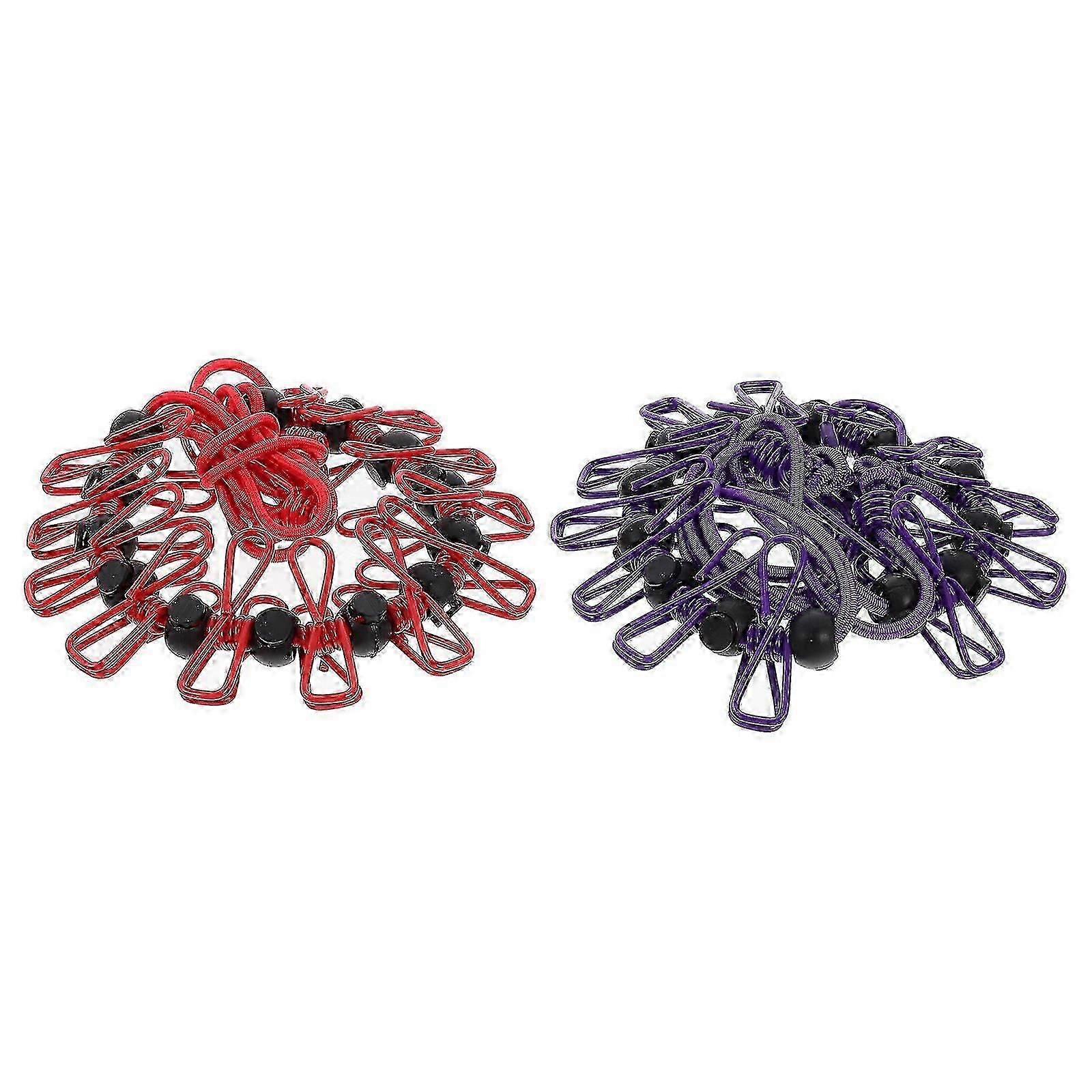 Windproof Clothes Drying Rope Retractable for Home Use 2Pcs Red Multi-Functional 26-27