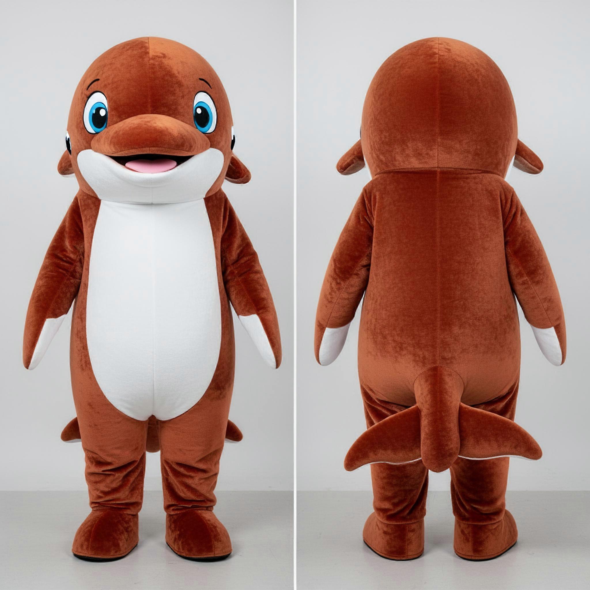 MASTICOT Rust & White Cartoon Beluga Whale Mascot