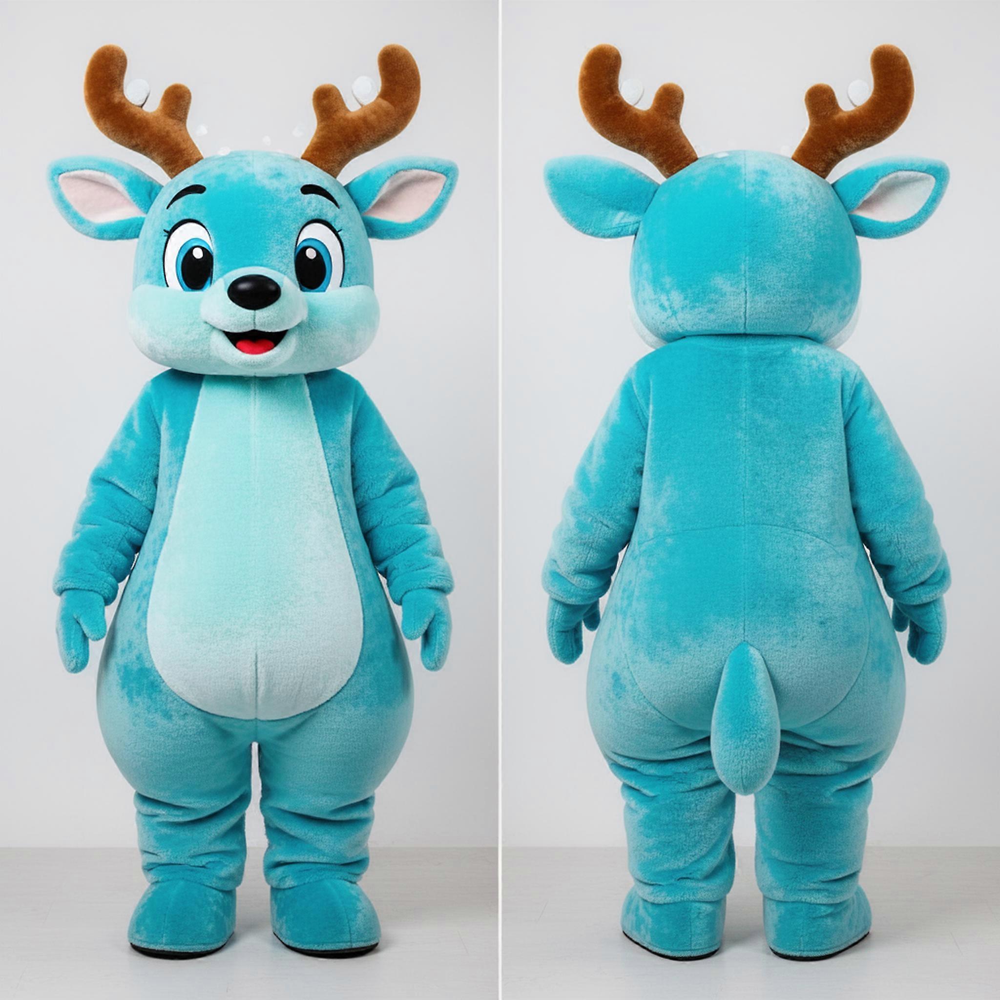 MASTICOT Cyan Broad Antlered Deer Mascot