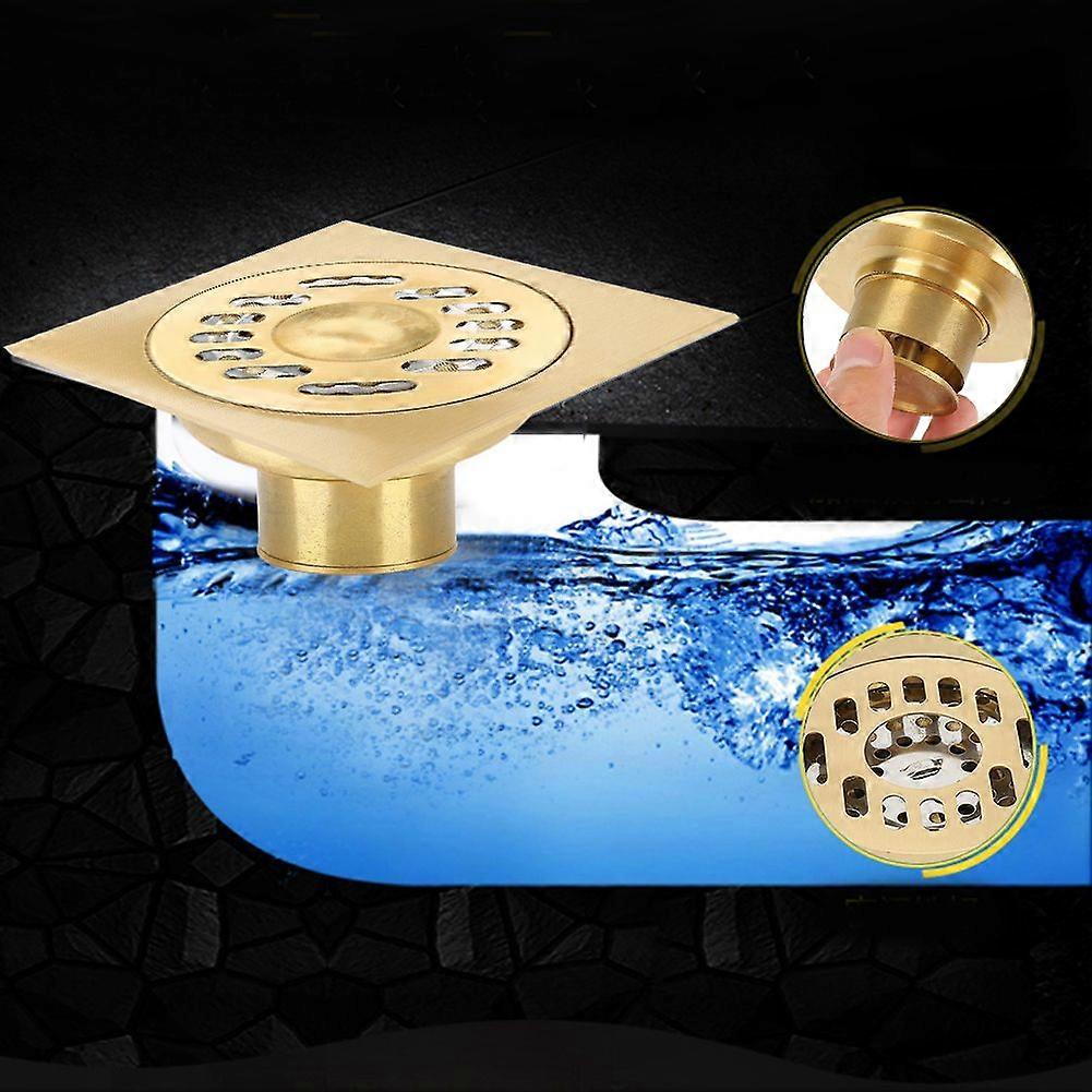 Square Shower Drain Assembly, Removable Strainer, Fast-Draining Anti-Clog